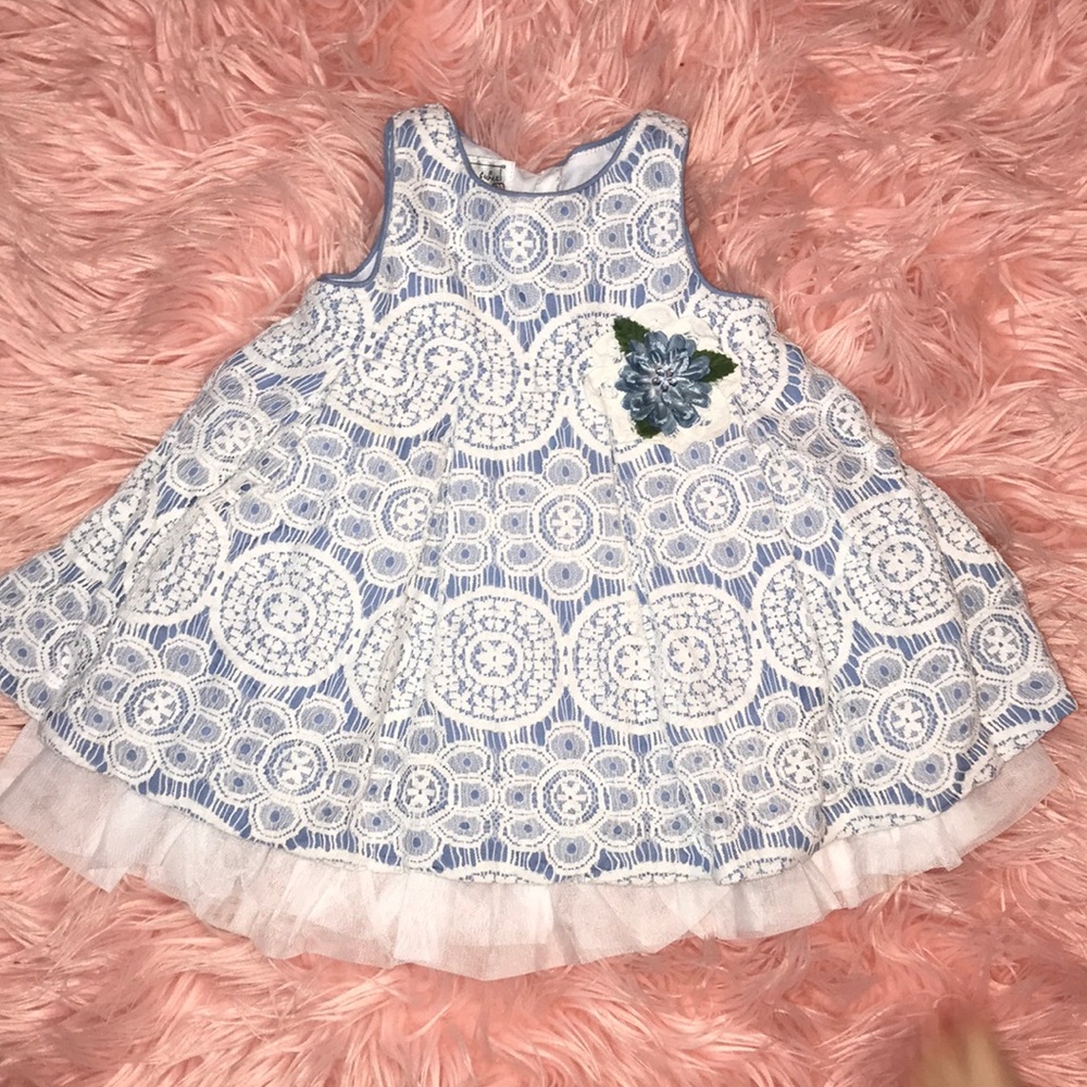 Pippa & Julie Blue & White Lace Dress